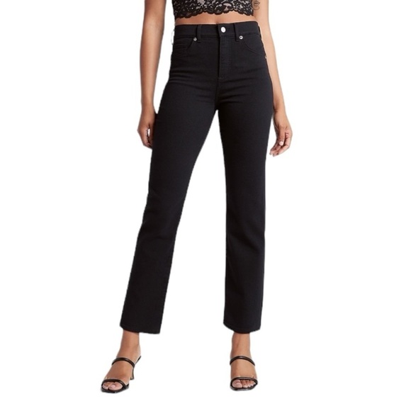 Express - High Waisted Black Straight Ankle Jeans Sz 8 L - Picture 1 of 11